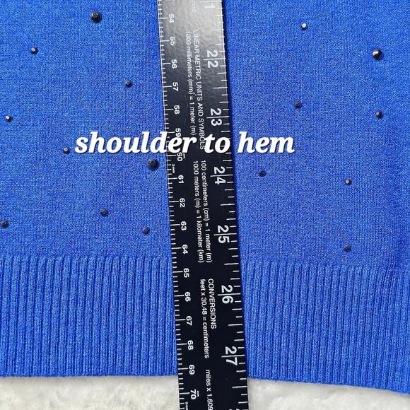 Vila Milano Blue Embellished Women's Sweater NWT Plus Size 2X - Picture 12 of 13